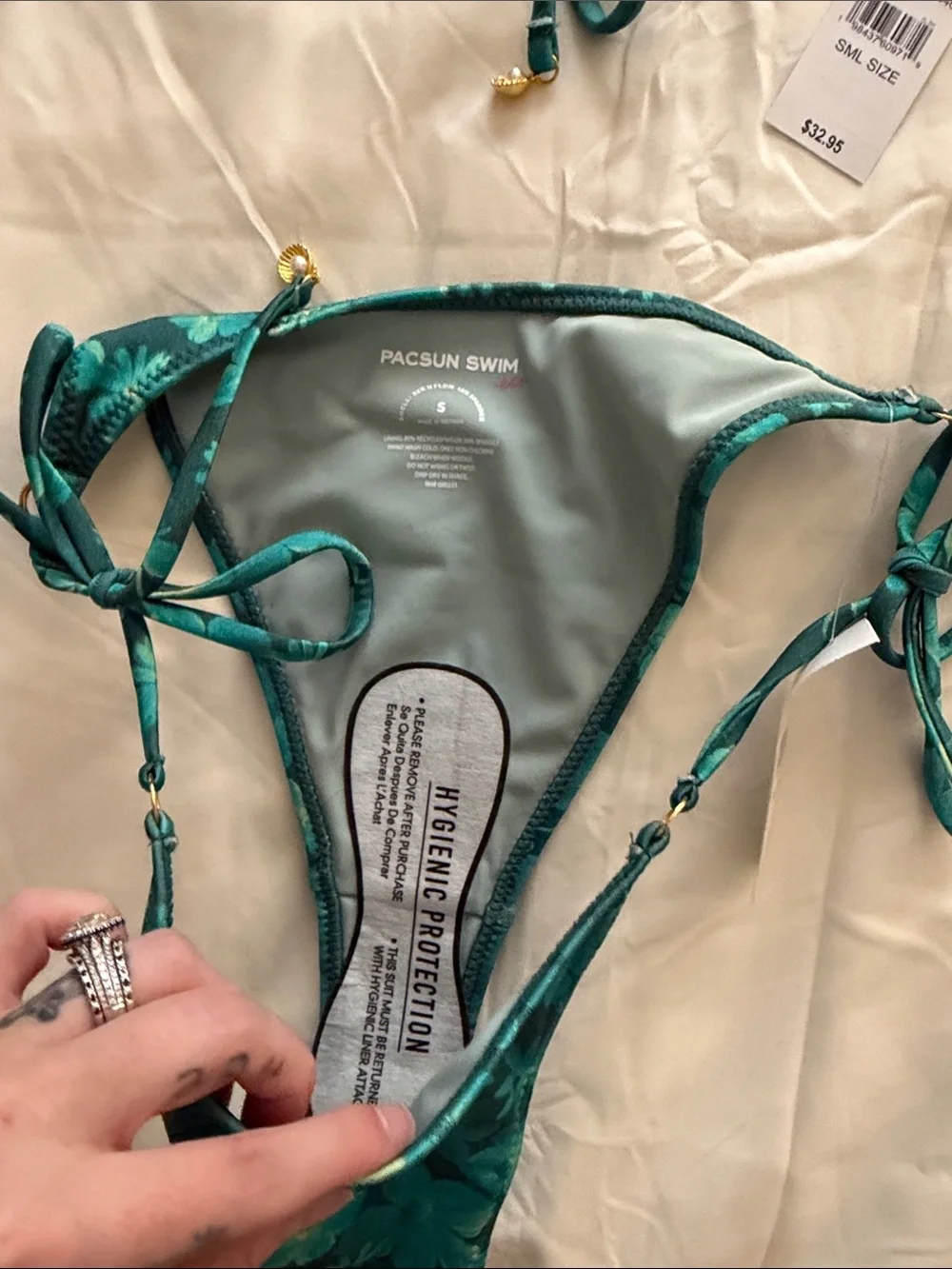 PacSun Teal Floral Bandeau Tie-Side Bikini